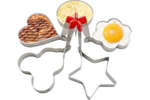 POPAPIE 5 Pezzi Stampo Pancake Anello Per Uova Stampo Uovo Fritto In Acciaio Inox Con Manico Per Uova In Camicia Pancake Pancakes Uova Fritte
