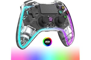 Duufun Wireless Controller für PS4, Game Controller Kompatibel mit PS4/Pro/Slim/PC mit RGB-Licht/2 Programmierbaren Tasten, Gamepad mit Turbo/Dual Vibration/6-Achsen/Touchpad/3.5mm Audio Jack