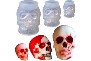 TASHCE 3Pcs Stampo in Silicone a Forma di Teschio, Stampi per Candele, Stampi in Silicone per Resina Epossidica, Stampi per Candele Fai da Te per Artigianato, Candele, Aromaterapia