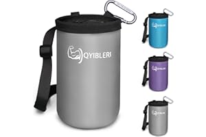 Qyibleri Chalk Bag - Waterproof Oxford Fabric Climbing Chalk Bag with Adjustable Belt & Drawstring, Large Opening and Built-in Skeleton Chalk Bucket for Bouldering, Weightlifting and Fitness