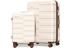 Vipbox Valigie Rigide Set 2 Pezzi 55+75cm (3 ANNI DI SERVIZIO VIP) Espandibile 100% Policarbonato Leggera Set Trolley da Viaggio Ultrar Durevole Valigia con Chiusura TSA e 4 Ruote, Bianco Elegante