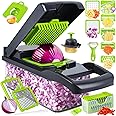 INFLUX Pro Onion Chopper – 16-in-1 Multifunctional Food Processor and Vegetable Chopper with 8 Blades, Ideal for Carrots, Garlic, and More – Essential Kitchen Accessory with Storage Container and Sal