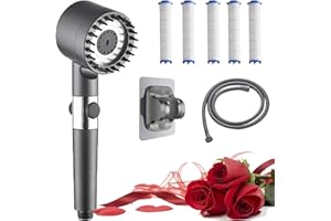 XJQ Doccino Per Doccia Pulifer, Soffione Doccino Filtrante Doccia the Pulifer, 3 Modalità Di Getto + Pausa, Tubo Flessibile 1,5m, Risparmio Idrico Ed Energetico (1pcs)