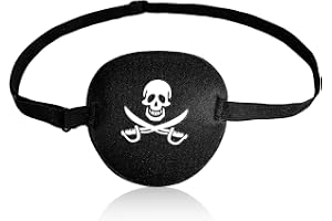 Piratögonlappar, Barn och Vuxna Piratögonlappar med Dödskalle och Korsbensdesign Återanvändbara för Halloween-Kostymtillbehör