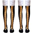STIFFENERS 2 Pairs Chicken Leg Socks, Chicken Leg Socks Men, Funny Chicken Socks, Novelty Crazy Chicken Feet Socks, Knee Thigh High 3D Animal Socks Casual Leg Socks for Women Men Chicken Gifts(Black)