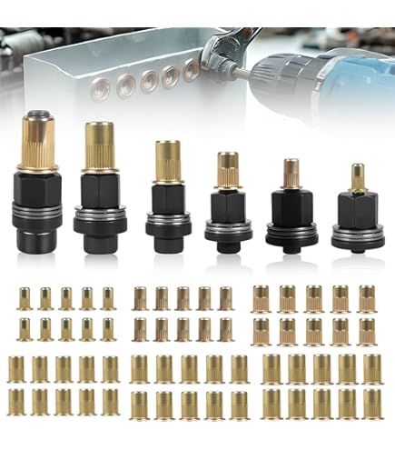 6 stuks klinkmoertang set, klinknageltang klinknagelmoeren, klinknagel set voor M3, M4, M5, M6, M8, M10 klinkmoer gereedschap, voor klinkmoer gereedschap Handmatige klinknagelmachine