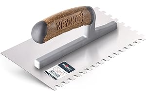 NEYNOR® llana dentada inoxidable TD - Pro llana dentada acero inoxidable - llana dentada para colocación de baldosas - Espátula dentada - Made in EU - Dentado 8x8 mm