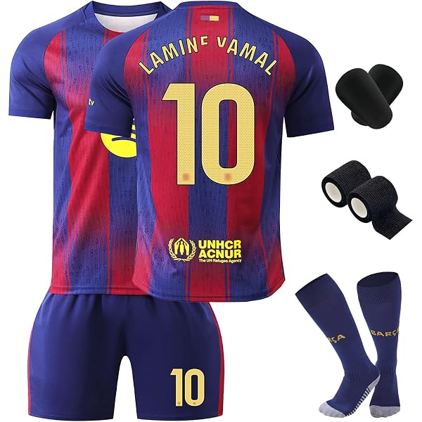 Maillot Barcelone Style Yamal - Ensemble Enfant Garçon/fille - Taille 128 à 176 - Cadeau Foot