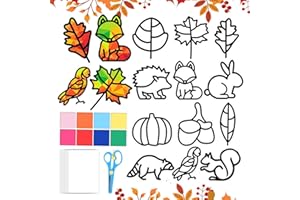 NTWDBY Herbst Bastelset Kinder, 12 Stück Herbstdeko Basteln Kinder, Bastelvorlagen Fensterbilder Herbst, Fensterbilder Herbst Kinders, DIY Bastelset Blätter Tier Deko Kinders Geschenk, Papierbastelsets