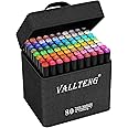 Vallteng 80 Colours Art Markers Set, Colouring Pens, Markers, Art pens, Graphic Markers, Colouring Books Adults, Double Tip Markers for Drawing, Sketching, Anime and Manga