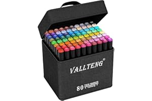 Vallteng 80 Colori Marcatori Disegno Pennarello,Art Sketch Pennarelli a Doppia Punta Broad Fine Point Graphic