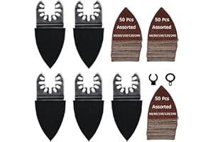 XXGO 155 Pcs Finger Oscillating Multi Tool Sanding Pads Accessories Kits Include 150 Pcs Multitool Finger Sanding Paper and 5 Pcs Multi Tool Finger Sanding Pads XG155FU