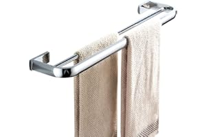 Flybath Towel Rail Bar Double Layer Brass Bathroom Stylish Towel Rack Holder Hanger Wall Mounted, Polished Chrome