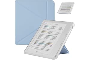 HGWALP Coque pour Kobo Libra Color (2024)/Kobo Libra 2 (2021) 7 Pouces eReaders, Étui arrière en TPU Transparente et Souple avec Fonction de réveil/Sommeil Automatique et Fonction Debout-Sky Blue