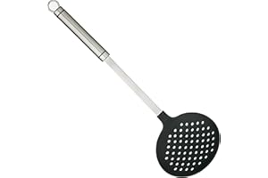 KITCHENCRAFT Kitchen Craft - Écumoire Perforée Professionnelle en Inox et Nylon, 37 cm - Couleur Argent et Noir