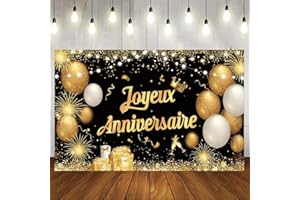 Yontree Banderole Joyeux Anniversaire Bannière Joyeux Anniversaire Or 1.1 x 1.8m Toile de Fond Joyeux Anniversaire Banderole Joyeux Anniversaire pour Fête d'Anniversaire