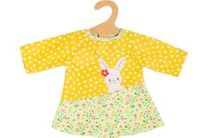 Heless 2355 - Puppenkleidung im Design Bunny Lou, Tunika-Kleid, mit Hasenapplikation und Blumenmuster für Puppen und Kuscheltiere der Größe 35-45 cm