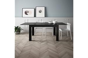 Mobili Fiver, Easy, Extendable dining table, 140(220) x90 cm, Black, Made In Italy