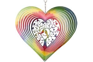 CIM Girandola in Metallo - Rainbow Lovebirds Ø200mm - girandola Leggera con Colori Brillanti - Elementi di Sospensione in Dotazione – graziosa Decorazione per Ambienti, Finestra e Giardino