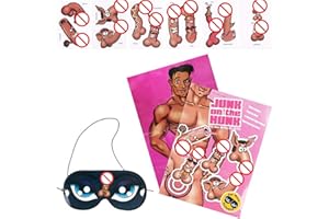 FYCHUO Hen Party Games for Adult, Bachelorette Party Accessories, Large Size Junk on The Hunk Poster with 12 Stickers and 1 Eyepatch, Thickened Paper, Fine Printing (81 X 54cm)