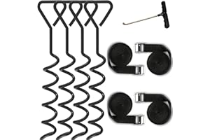 Delex Heavy Duty Galvanized Trampoline Anchor Peg Kit/Tie Down Kit, Fits all Trampolines. Ground Camp Swings, Garden Sheds, Play Sets and much more Tent Fish