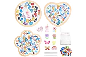 DATIFF 3 Stück Mosaik Untersetzer Bastelset Kinder Mosaik Holzuntersetzer Basteln DIY Mosaiksteine Untersetzer Bastelkunsthandwerk Mosaik Kreativset für Junge Mädchen Kindergeburtstag Geschenk