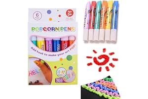 GUAHKUN 6 Stück Magic Popcorn Stifte Pens, DIY Bubble Popcorn Drawing Pens, Magisch Popcorn Stift für Kinder und Erwachsene, Puffy Bubble Pen Puffy 3D Art Safe Pen for Greeting Birthday Cards Kids (6 Stück)