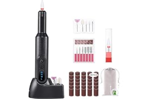 Urbuti Torno para Uñas Eléctrico Inalámbrico Cortador de Uñas, USB Recargable Lima de Uñas Manicura Pedicura set, 20000 rpm Velocidad Ajustable Amoladora de Uñas Acrílico/Gel/Uñas Naturales