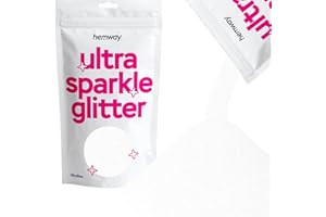 Hemway Premium Ultra Sparkle Glitter Multi Purpose Metallic Flake for Arts Crafts Nails Cosmetics Resin Festival Face Hair - White Iridescent - Ultrafine (1/128" 0.008" 0.2mm) 100g / 3.5oz