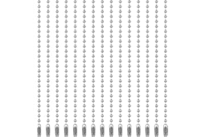 AHQIZFX Lot de 50 chaînes de perles argentées de 10 cm avec fermoir connecteur, chaîne à billes en métal, porte-clés, extension de collier pour décorations de Noël, fabrication de bijoux, 2,4 mm de diamètre