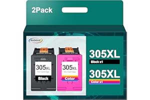 RUDGUZ 305XL Cartucce d'inchiostro Rigenerate per HP 305 XL per DeskJet 2710 2700 2720 per DeskJet Plus 4110 4120 4122 4130 per Envy 6010 6020 6030 6032 Envy Pro 6400 6420 6422 (Nero Colore，2-Pack)
