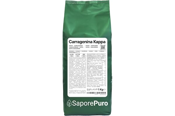 SaporePuro Kappa-Karagénpulver 1000 g – Glutenfritt – Gelé- och Stabiliseringsmedel för Maträtter, Köttprodukter, Geléer och Desserter