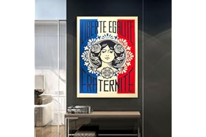GUYING ART Moderne Graffiti Art Affiche Liberté, Égalité, Fraternité Toile Peinture Chambre Salon Décoration Murale 70x90cm (28x35in) Sans Cadre