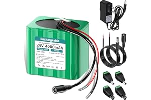 Mspalocell Batteria 24 V 4000MAH Batteria ricaricabile con litio con adattatore caricabatterie e connettore e linea collegamento, per dispositivi 24 V, alimentazione per auto barca,giocattolo