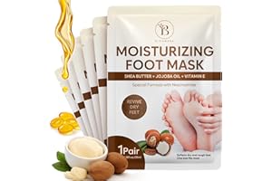 BLOOMORA Hydrating Foot Mask Socks for Dry Cracked Feet, Restoring & Moisturising Socks with Shea Butter, Jojoba Oil & Vitamin E, Feet Masks for Women & Men Foot Care & Cracked Heel Repair (6 Pairs)