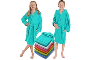 LEBENGOOD - Peignoir enfant - 100% coton OEKO-TEX®. - 2 poches, ceinture, capuche, peignoir en peluche très doux pour enfant, adolescent