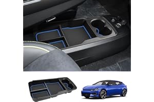 LUWU Compatible with Kia EV6 2021-2024 2025 Centre Console Organiser Storage Compartment EV6 2023 Storage Box with Drink Holder Lower Centre Console Organiser Storage EV6 Accessory (Blue)