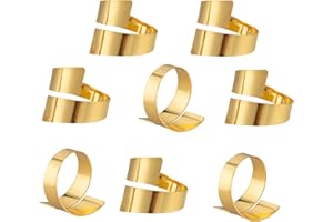 Feyarl 8 Pcs Napkin Rings Metal Napkin Holders Gold Napkin Ring Set for Christmas Wedding Party Banquet Dinner Table Decor (Gold)