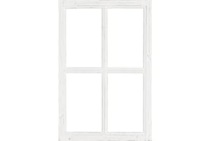 POSIWIO Nostalgie Holz Deko Fenster weiß gewischt 40 x 2 x 60 cm
