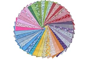 Jukway 42 Pezzi Tessuto di Cotone Stoffa Patchwork Quadrati Tessuti Motivi Stampati Stoffe per Cucito Creativo, Artigianali, Cucire, Decorazioni Fai da Te, Lavoro Manuale (25 x 25 cm - 42PCS)