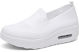 HOTCHAM Femmes Minceur Chaussures Taille 35-42eu Marche Baskets Plate-Forme Chaussures Poids Air Léger Engrener Elastic Sports en Yoga à Enfiler Pas Cher Trainers en Maille Plates Été