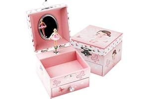 TAOPU Girl's Musical Jewellery Storage Box With Pullout Drawer and Spinning Ballerina Little Girls Gift Music Box for Kids Jewel Storage,Gift for Girls Ages 3-10