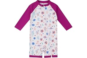 1STRUNANDUP Costume da Bagno per Bambino/Ragazza con Protezione Solare UPF 50+ Costume da Sole a Manica Lunga con Cerniera Completa per Neonato (3-36 Mesi)