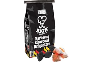TOPLINE Big K Charcoal Grill BBQ Bundle - 3kg Barbecue Charcoal Briquettes Bag & Homefire Twizlers Wood Firelighters 300g with Card, Black, 45 x 26, (CBS1)