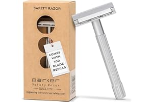 PARKER SAFETY RAZOR Parker SoloEdge Single Edge maszynka do golenia z 100 ostrzami Parker Platinum Single Edge w zestawie