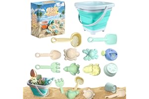 Crusward Giochi Spiaggia Bambini, Set Giochi da Spiaggia Per Bambini con Secchiello Pieghevole Spiaggia, Paletta, Formine Spiaggia Giocattoli da Spiaggia per Giochi Spiaggia (A)