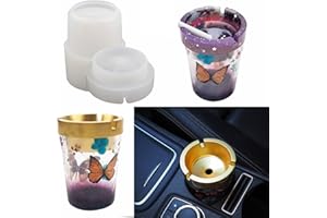 HHAA 2PCS Epoxidharz Formen Aschenbecher Auto Resin Silikonformen mit Deckel Casting zur Herstellung von Aschenbechern, Weiß, 8x9.7cm