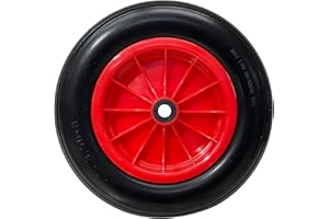 WOLFPACK LINEA PROFESIONAL Rueda Carretilla Invernadero Poliuretano Impinchable Llanta Plástico, Ø 360 mm. Eje Ø 20 mm.