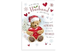 Piccadilly Greetings Cute Christmas Card Husband - 9 x 6 inches - Regal Publishing