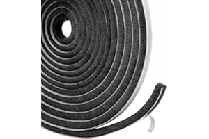 UPSEN Draft Excluder for Doors, Draught Excluder for Windows, 9 mm(W) x 5mm(T) x 5 Meters(L) Self-Adhesive Brush Seal Strip Air Stopper for Door, Window, Black